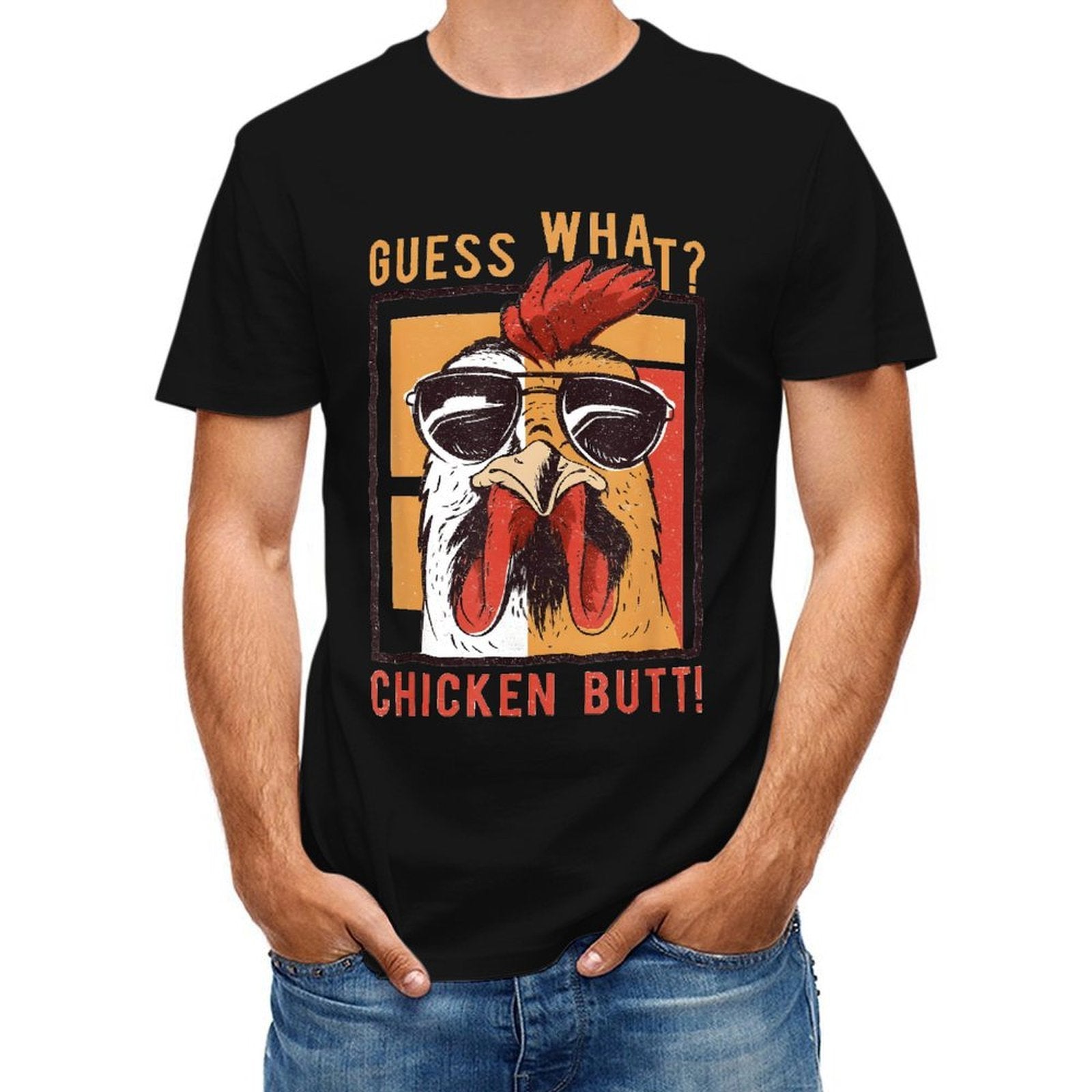 Inkmay Casual  Cotton T-shirt Chicken Butt Print With Sunglasses Design Unisex T-shirtPremium Finish Chill T-Shirt