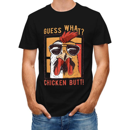 Inkmay Casual  Cotton T-shirt Chicken Butt Print With Sunglasses Design Unisex T-shirtPremium Finish Chill T-Shirt