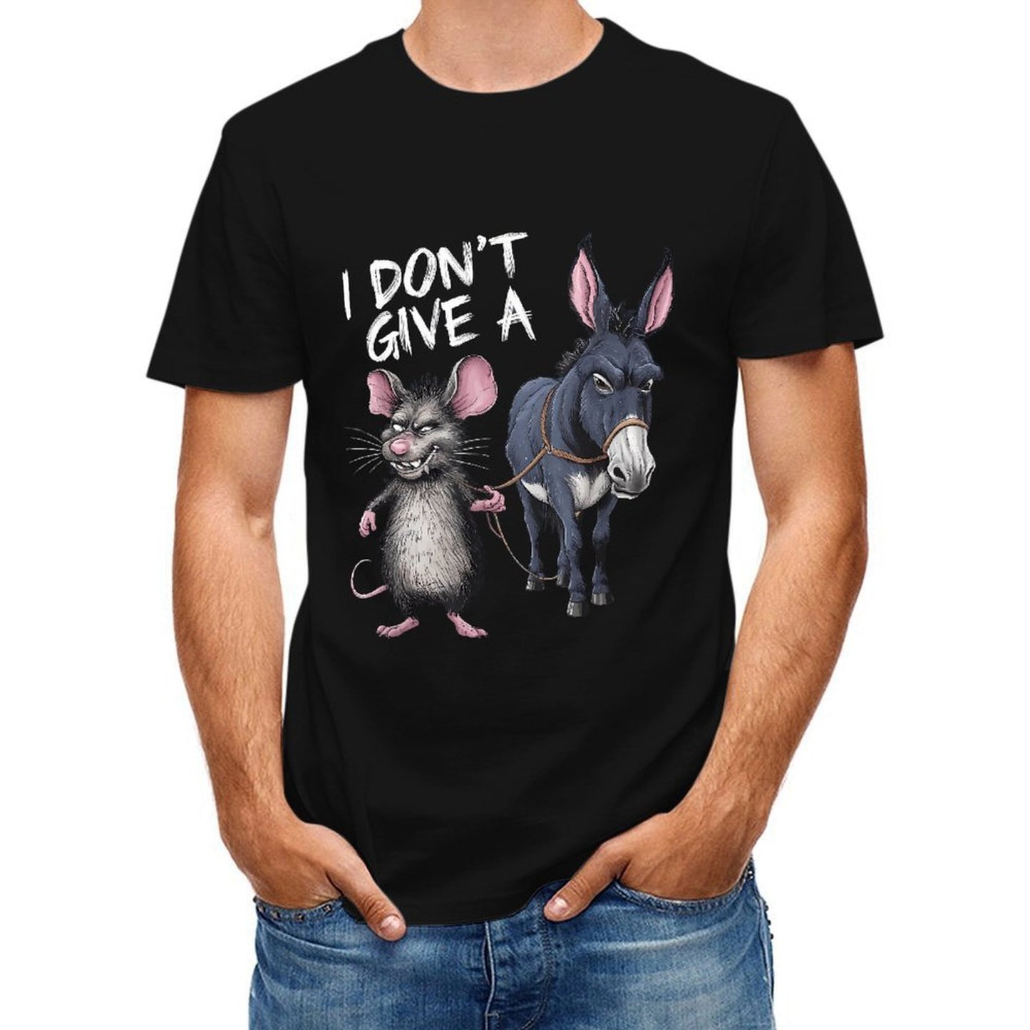 Inkmay Casual Cotton T-shirt Animal Print With Donkey And Mouse Unisex T-shirtHeritage RelaxFit T-Shirt
