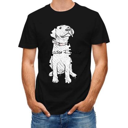 Inkmay Casual Cotton T-shirt Black And White Dog Pattern Print Unisex T-shirtEco-Conscious Smooth Feel T-Shirt