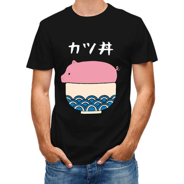 Inkmay Casual Cotton T-shirt Pink Background With Blue Waves Unisex T-shirtBold Active T-Shirt