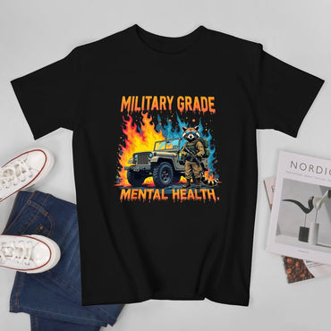 Inkmay Casual  Cotton T-shirt Military Grade Mental Health Artwork Design Unisex T-shirtFade-Proof SmoothWear T-Shirt