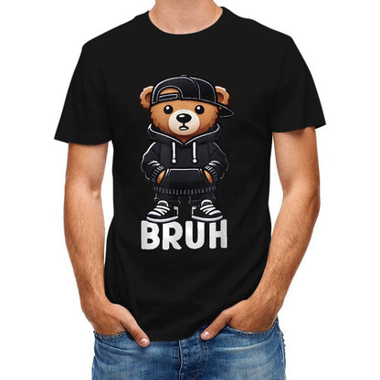 Inkmay Casual Cotton T-shirt Stylish Teddy Bear Wearing Urban Outfit Unisex T-shirtSmooth Feel Everyday T-Shirt