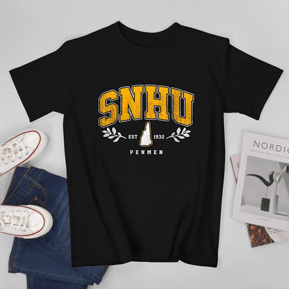 Inkmay Casual  Cotton T-shirt Snhu Logo With State Outline Unisex T-shirtWeekend Softstyle T-Shirt