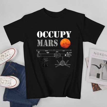 Inkmay Casual  Cotton T-shirt Occupy Mars Blueprint Design Art Print Unisex T-shirtHeavyweight ActiveWear T-Shirt
