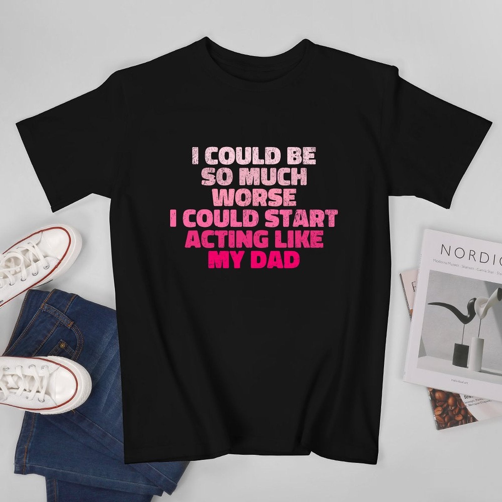 Inkmay Casual  Cotton T-shirt Abstract Pink Layers Form Unique Design Unisex T-shirtLooseFit Performance T-Shirt