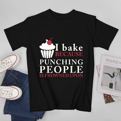 Inkmay Casual  Cotton T-shirt Baking Is My Stress Relief Method Unisex T-shirtHeavyweight Fade-Resistant T-Shirt