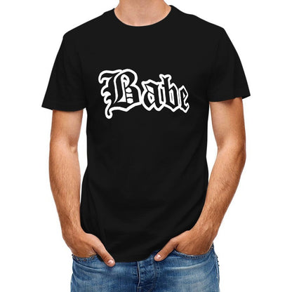 Inkmay Casual Cotton T-shirt Babe In Gothic Style Font Unisex T-shirtSharp Edition T-Shirt