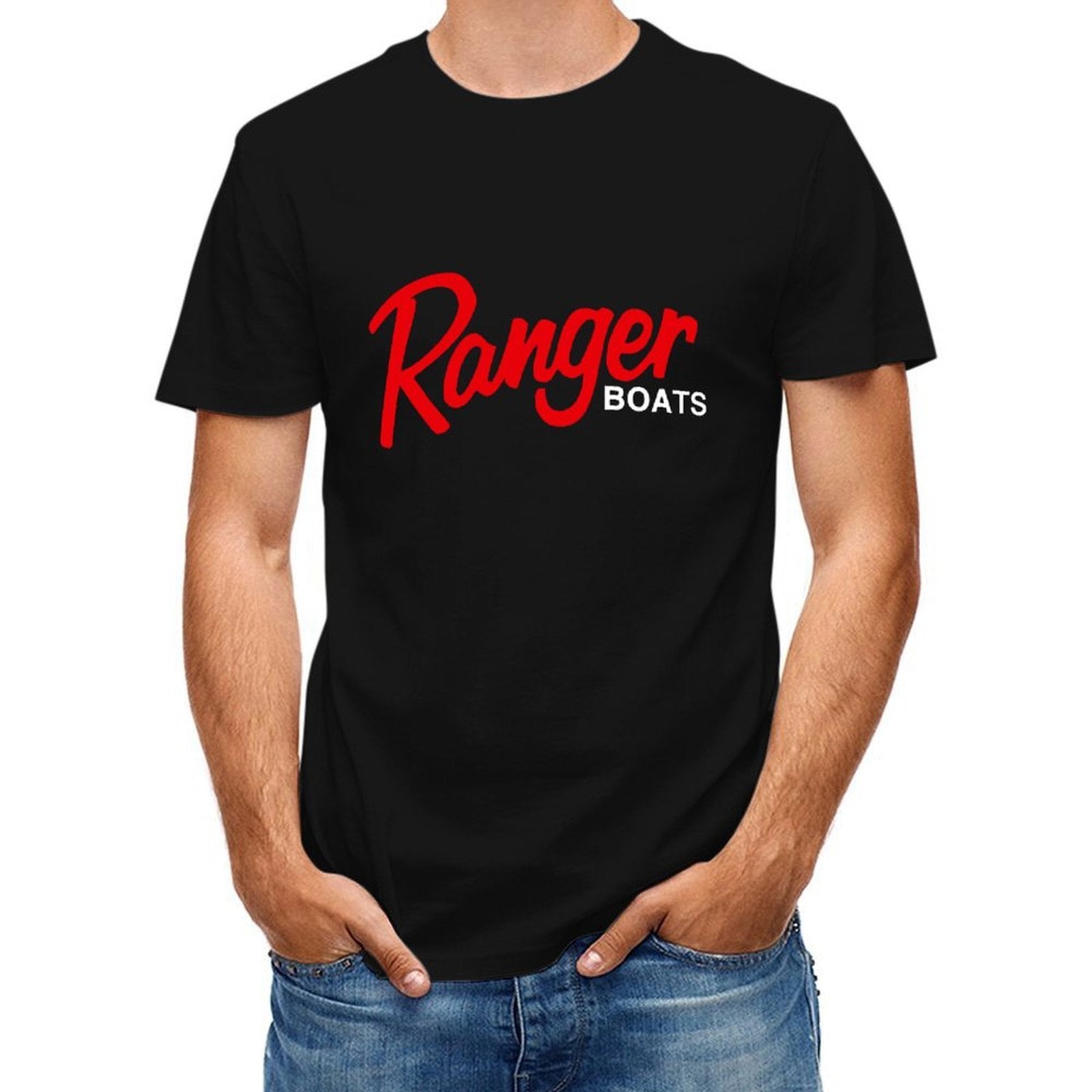Inkmay Casual  Cotton T-shirt Red Abstract Design With White Edge Unisex T-shirtPlain Clean Edges T-Shirt
