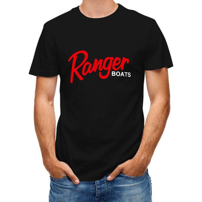Inkmay Casual  Cotton T-shirt Red Abstract Design With White Edge Unisex T-shirtPlain Clean Edges T-Shirt