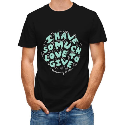 Inkmay Casual  Cotton T-shirt Cats Pattern With Love Text Design Unisex T-shirtClean Classic Fit T-Shirt