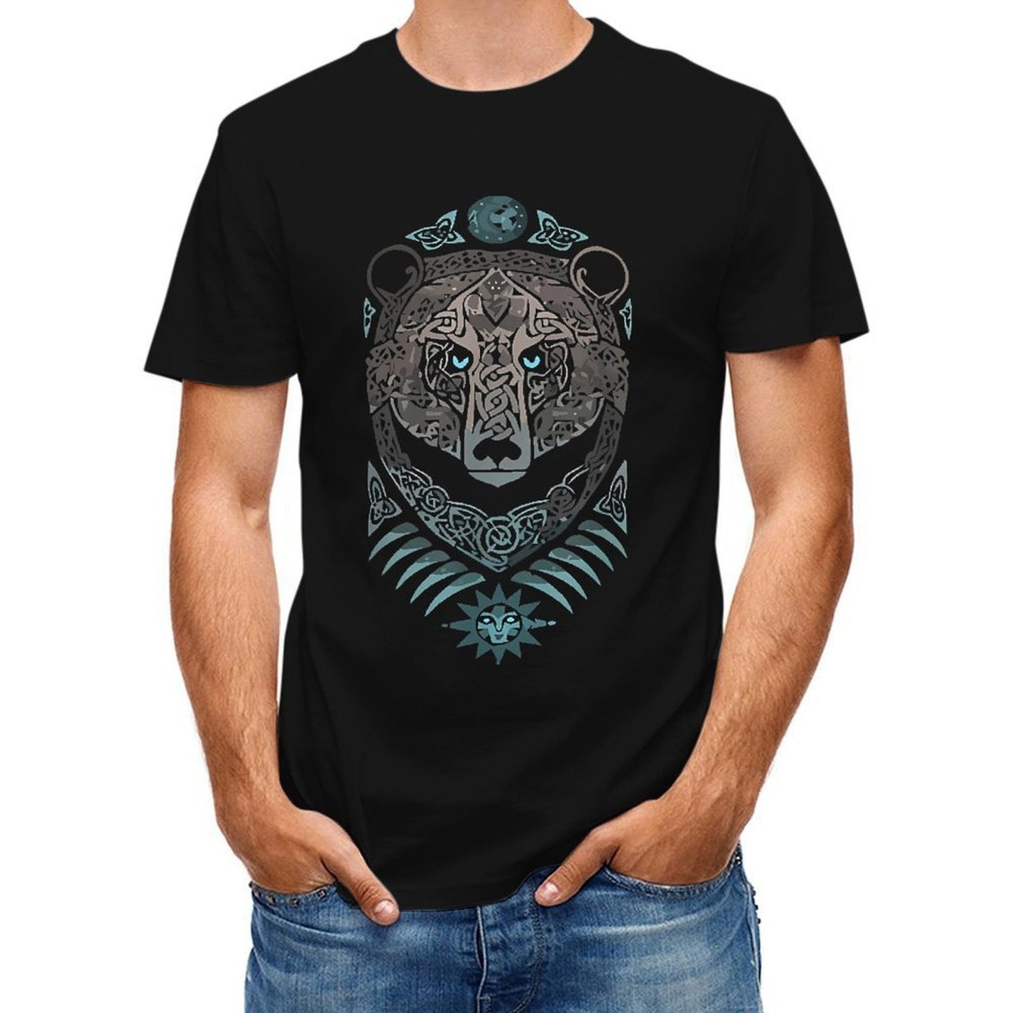 Inkmay Casual Cotton T-shirt Celtic Wolf Design With Intricate Patterns Unisex T-shirtPrint-Ready SoftTouch T-Shirt