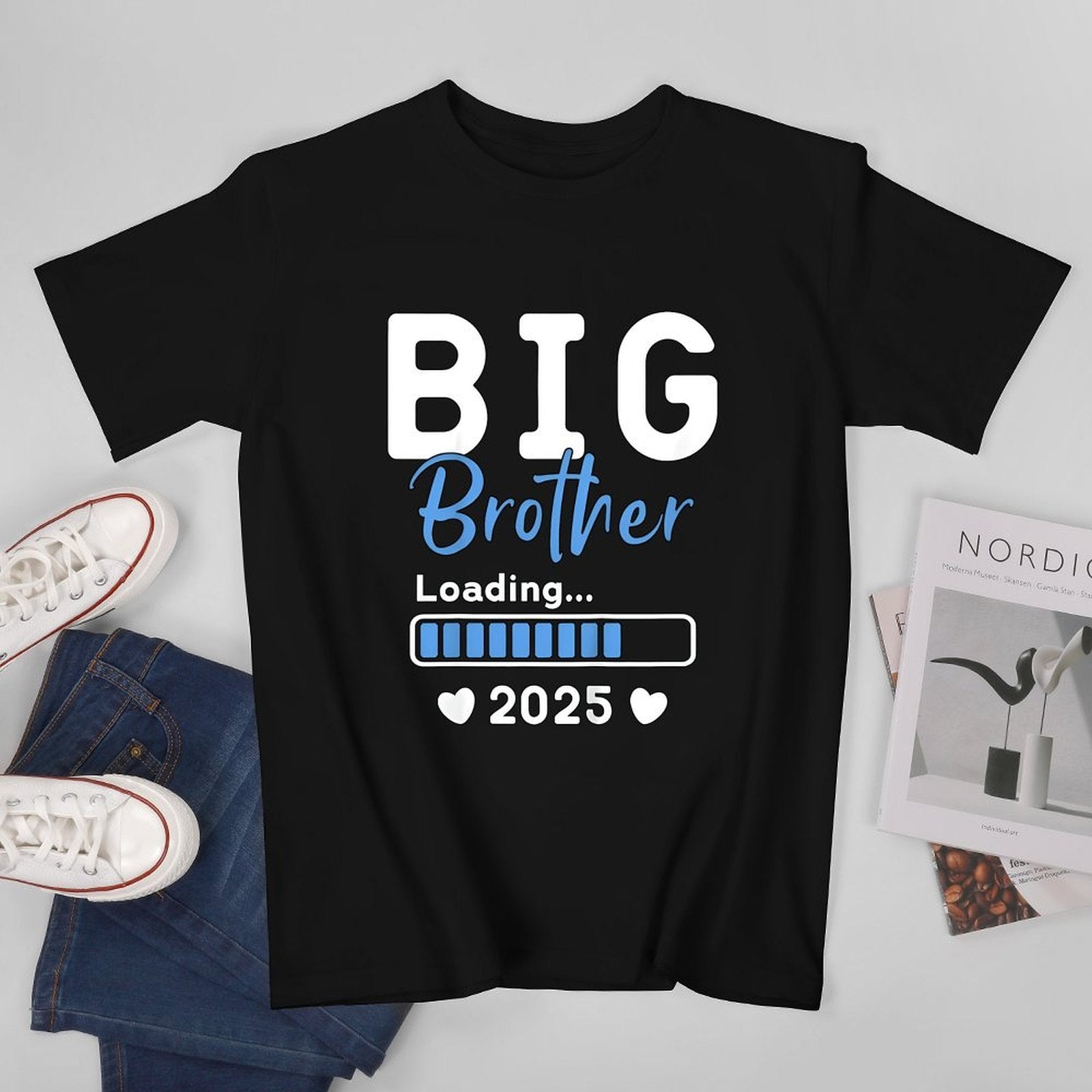 Inkmay Casual  Cotton T-shirt Big Brother Loading Bar Pattern Prints Unisex T-shirtSmooth 100% Cotton T-Shirt
