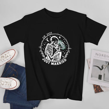 Inkmay Casual  Cotton T-shirt Floral Design With White Flowers Green Unisex T-shirtPerformance PureStyle T-Shirt