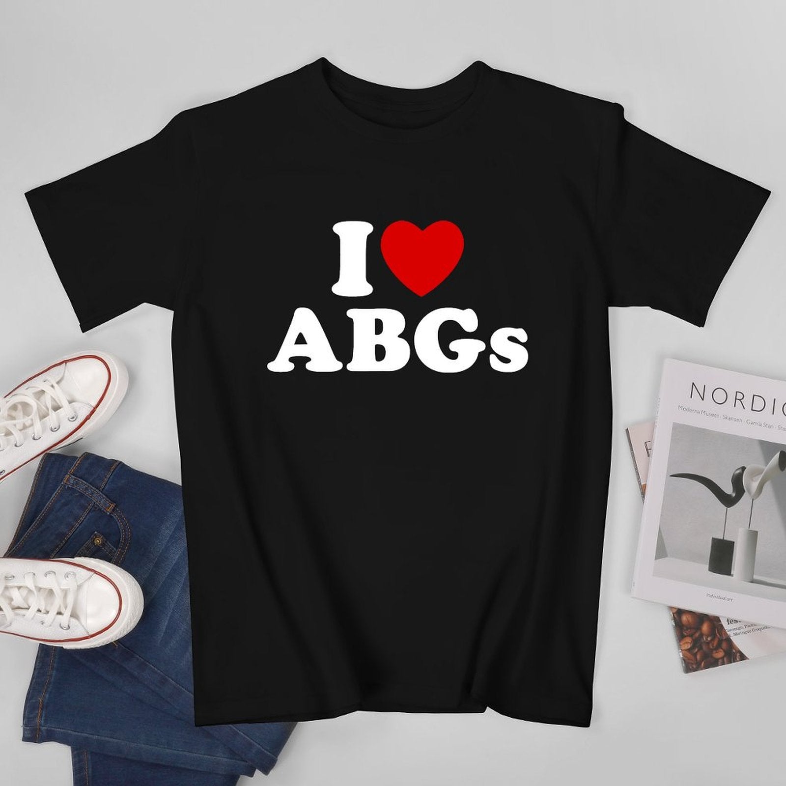 Inkmay Casual  Cotton T-shirt I Love Abcs With Heart Unisex T-shirtEverydayFit Series T-Shirt