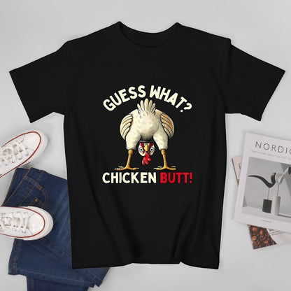 Inkmay Casual  Cotton T-shirt Chicken Butt Cartoon Print Design Art Unisex T-shirtActiveLine StreetLine T-Shirt