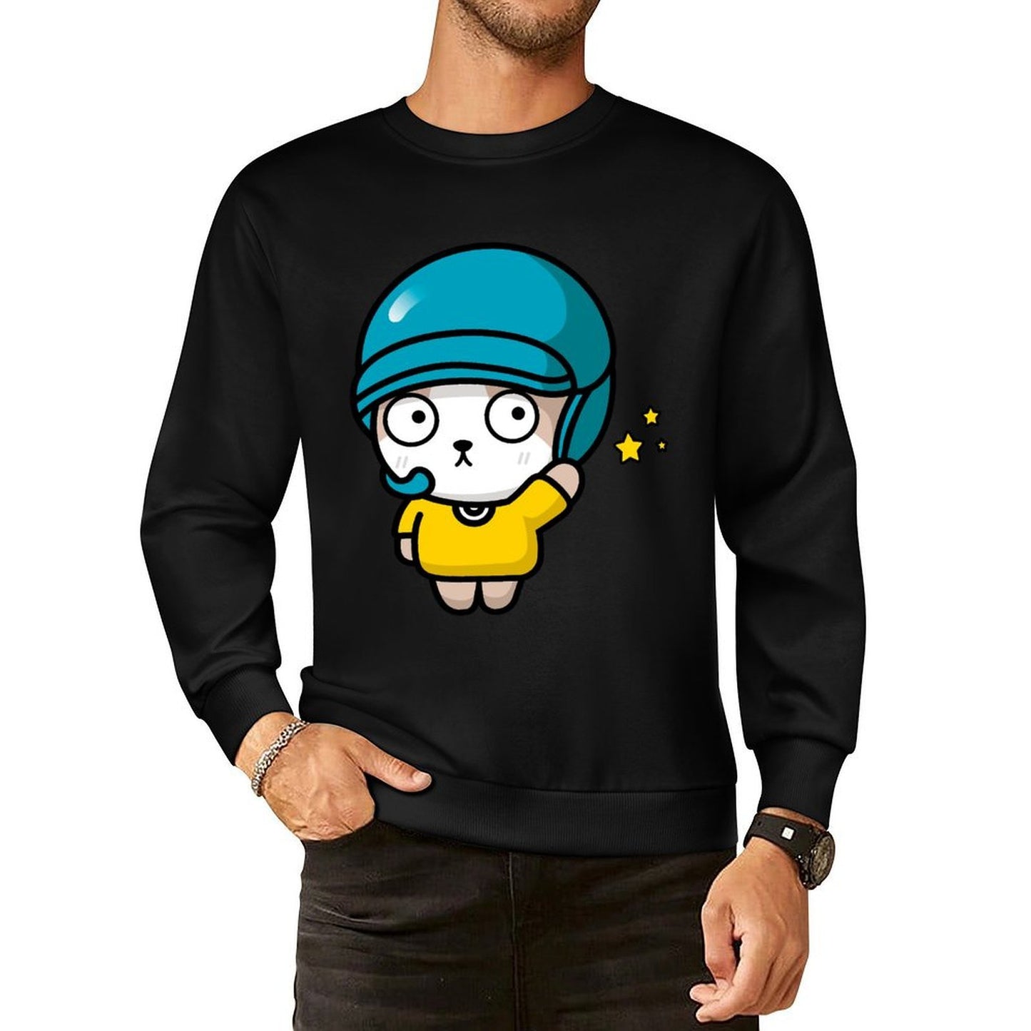 Front Patterned Long Sleeve TopMinimalist Smooth Feel