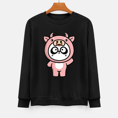  Front Patterned Long Sleeve TopVintage Crewneck