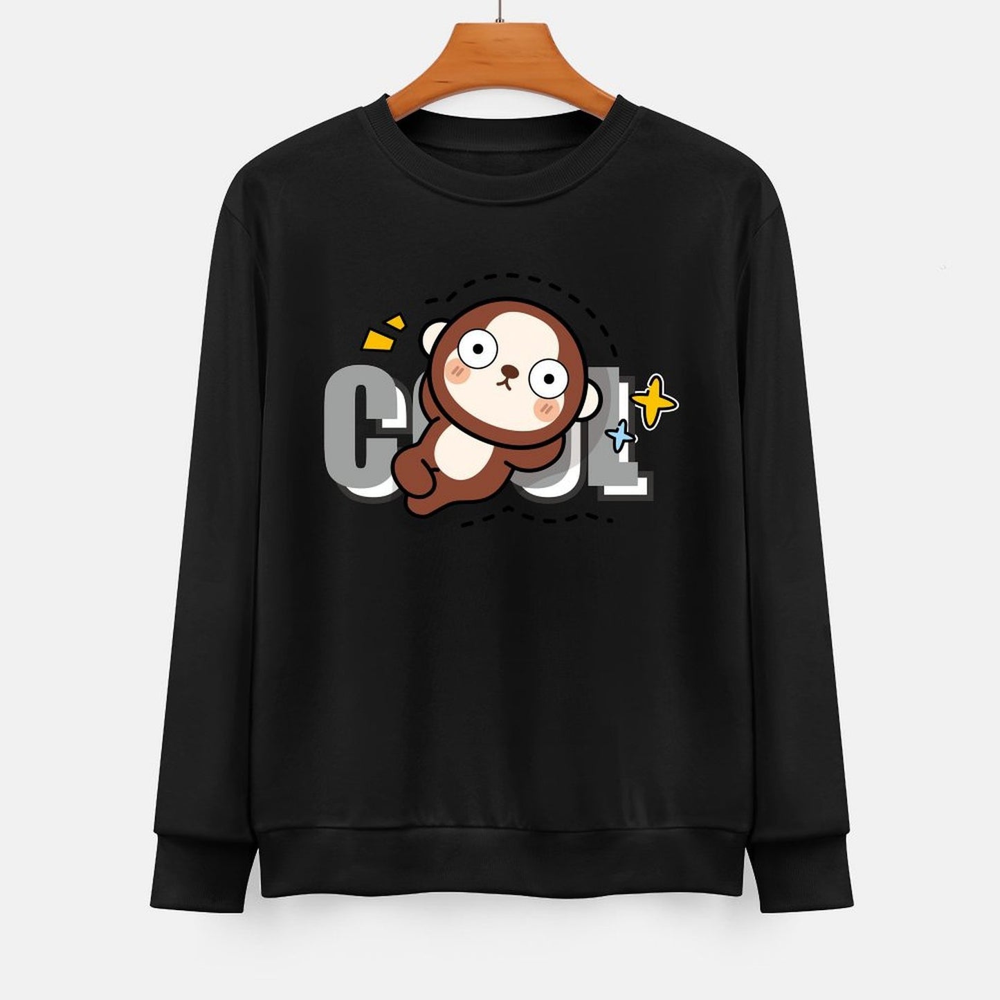  Front Patterned Long Sleeve TopColorfast Double-Stitched