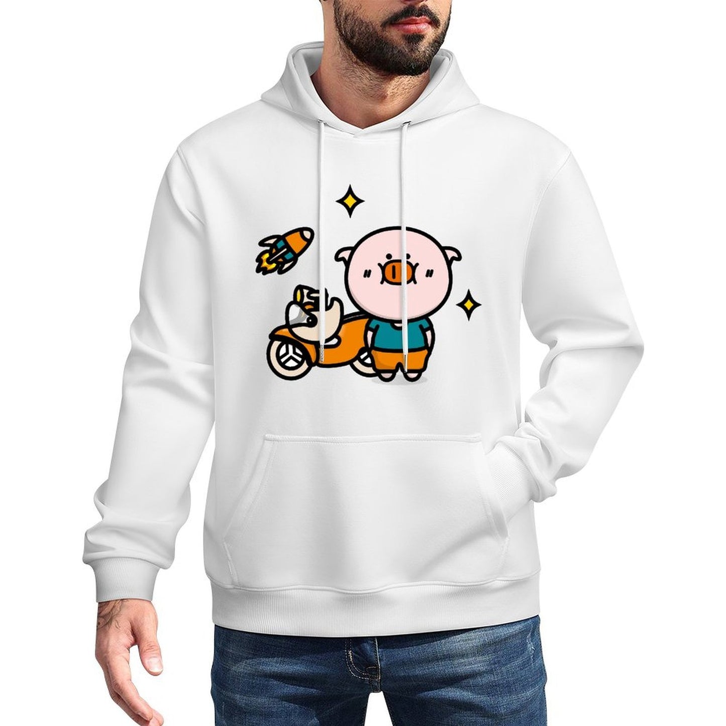 Minimalist Double-Stitched Front Graphic Hoodies