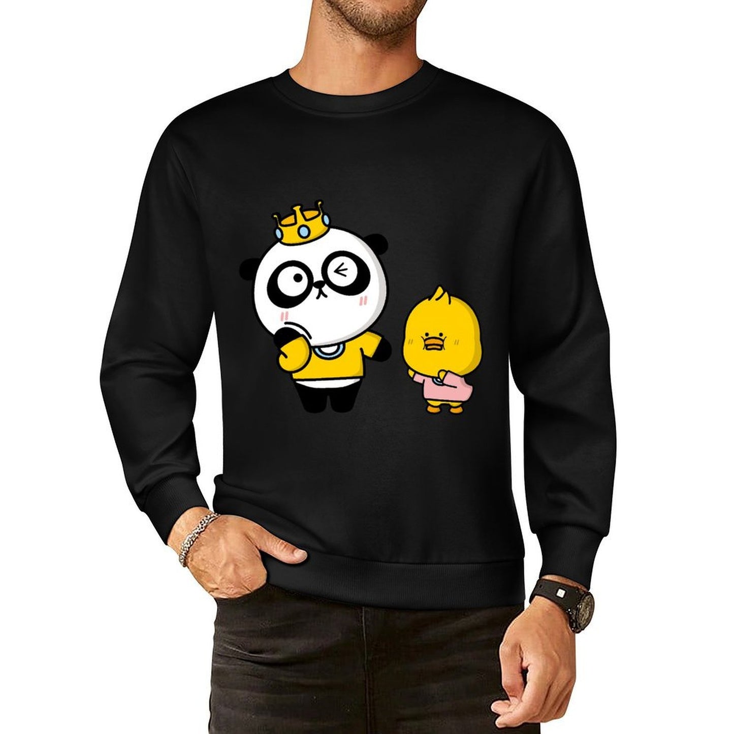 Front Patterned Long Sleeve TopCrewneck Smooth