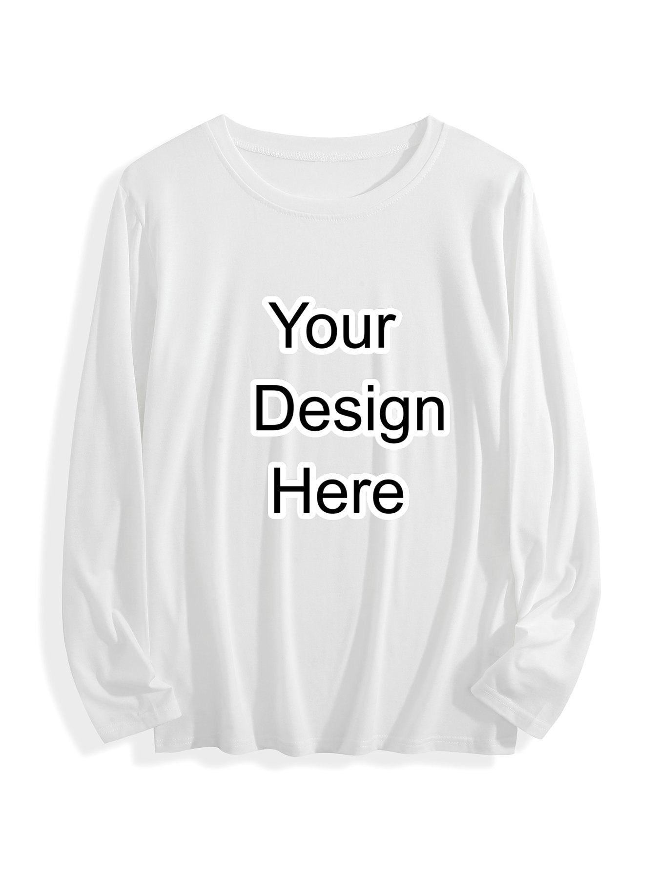 180g pure cotton crew neck long-sleeved shirt white