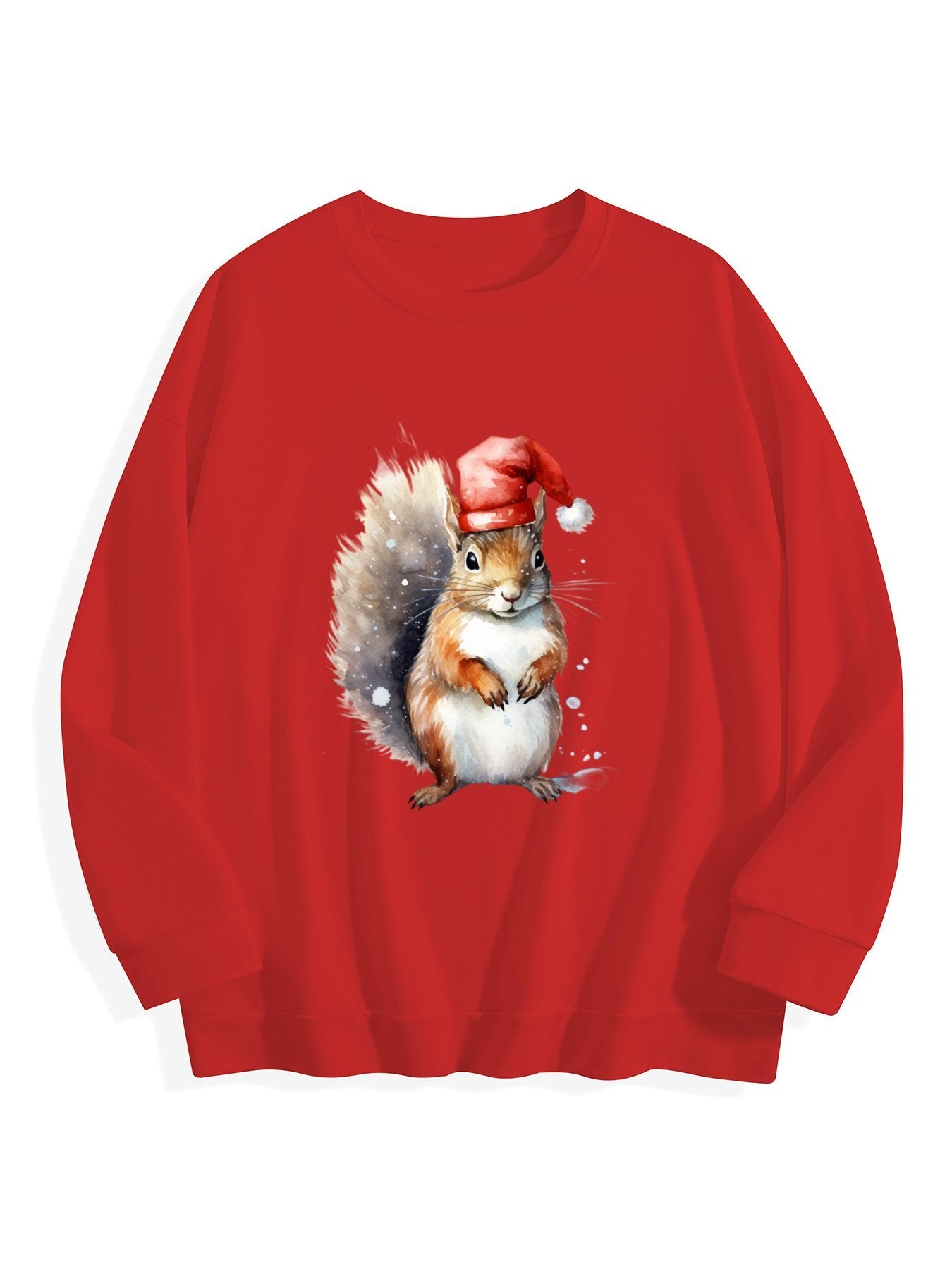 Customizable Christmas-themed long-sleeved shirt adorned with squirrels