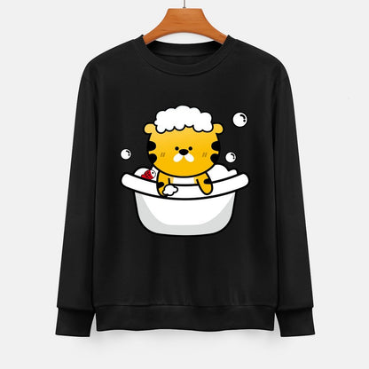 Front Patterned Long Sleeve TopStreet Crewneck