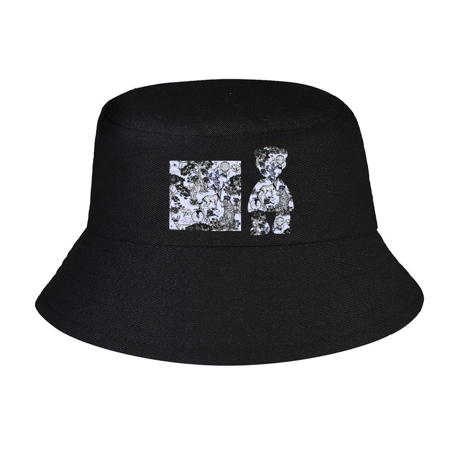 black bucket hat