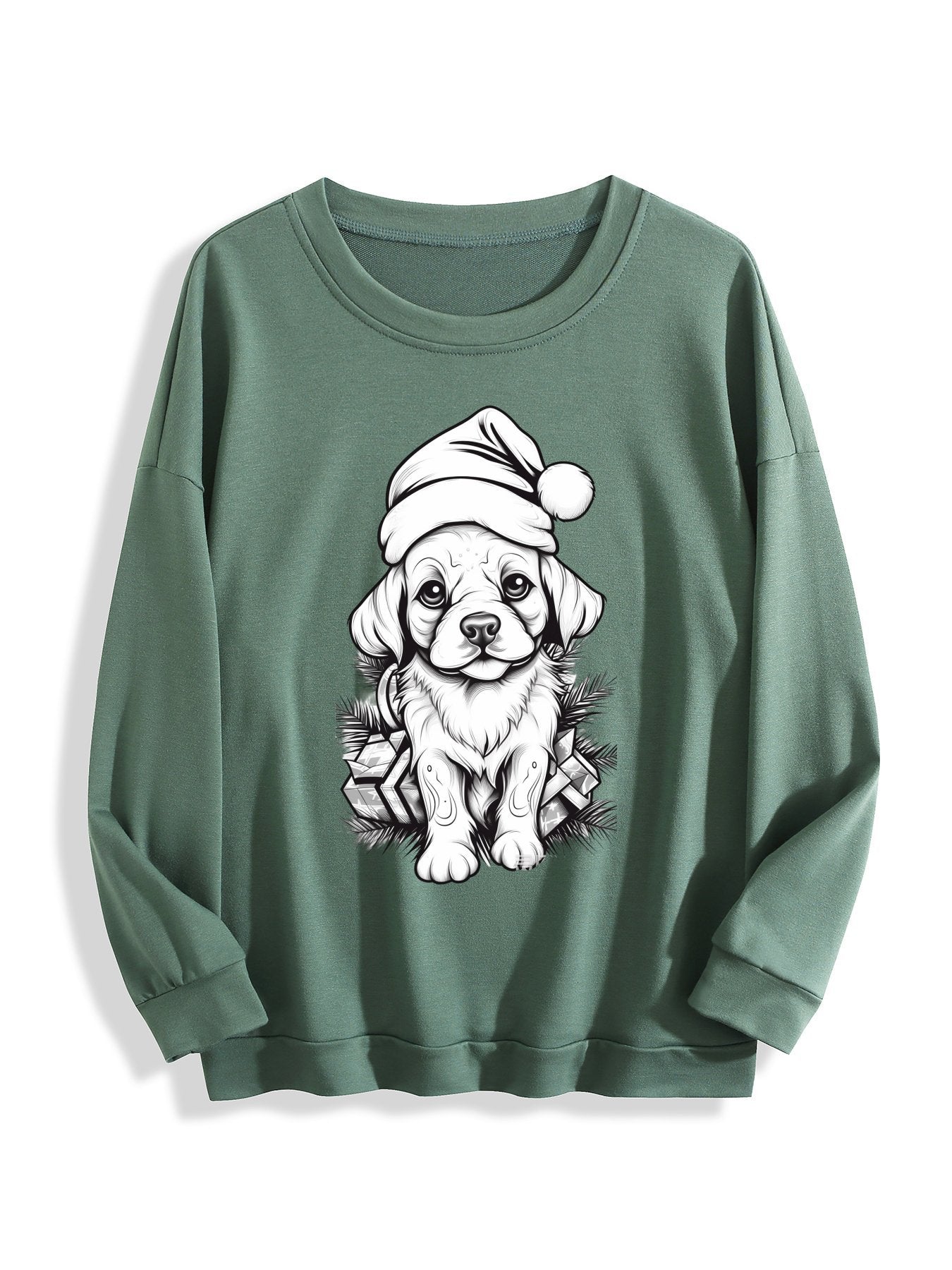 Customizable Christmas-themed long-sleeved shirt with a minimalist puppy design