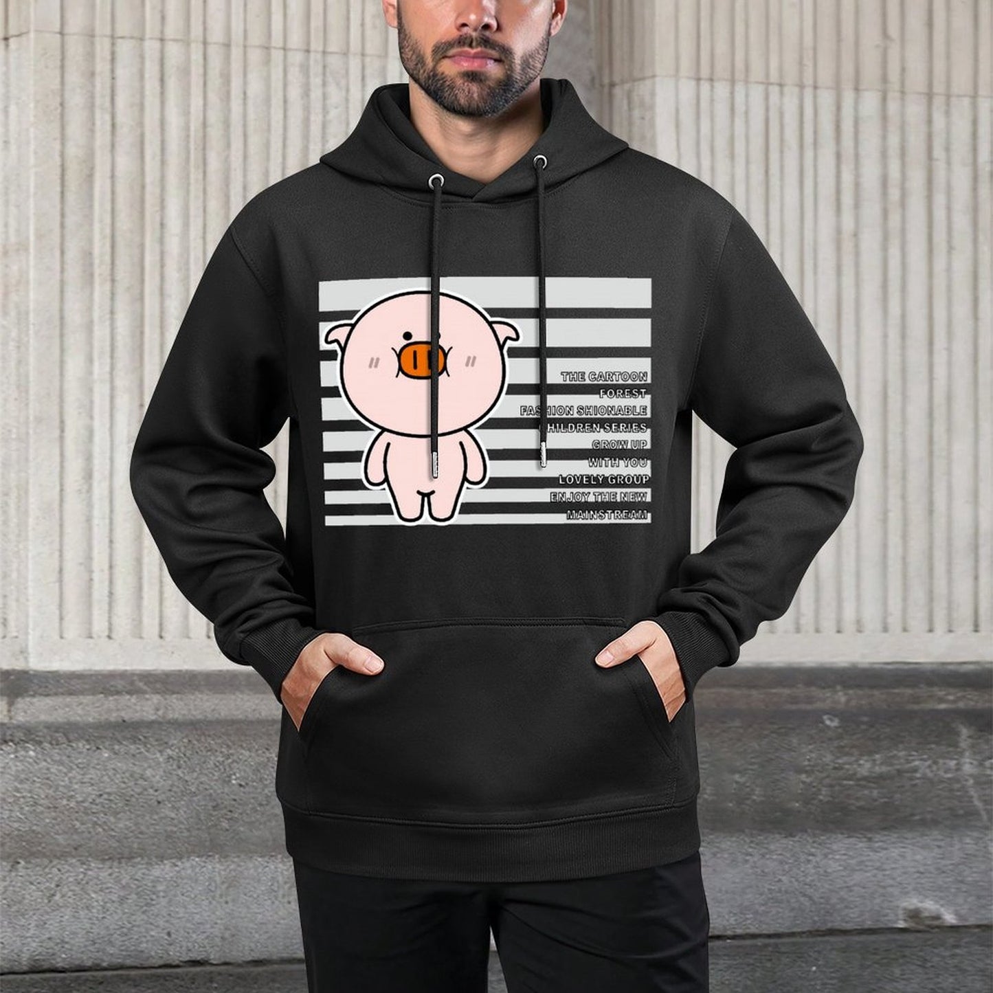 Neutral LooseFit Front Graphic Hoodies