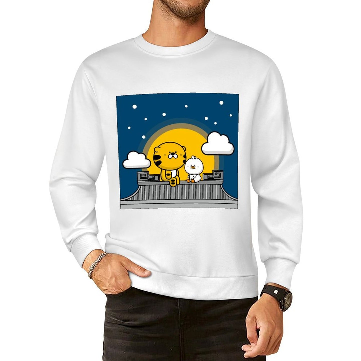 Front Patterned Long Sleeve TopEasy-Care Breathable