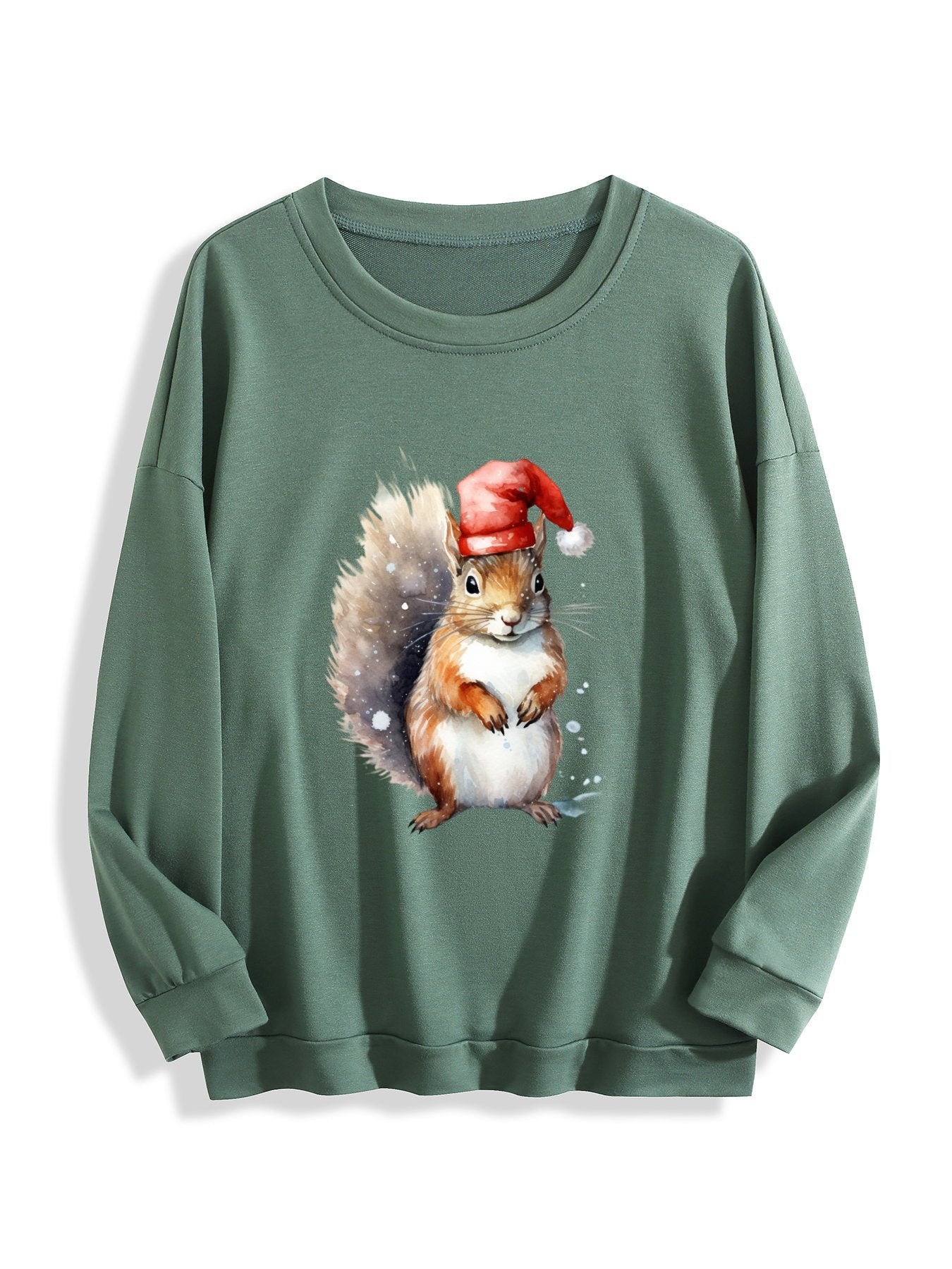 Customizable Christmas-themed long-sleeved shirt adorned with squirrels