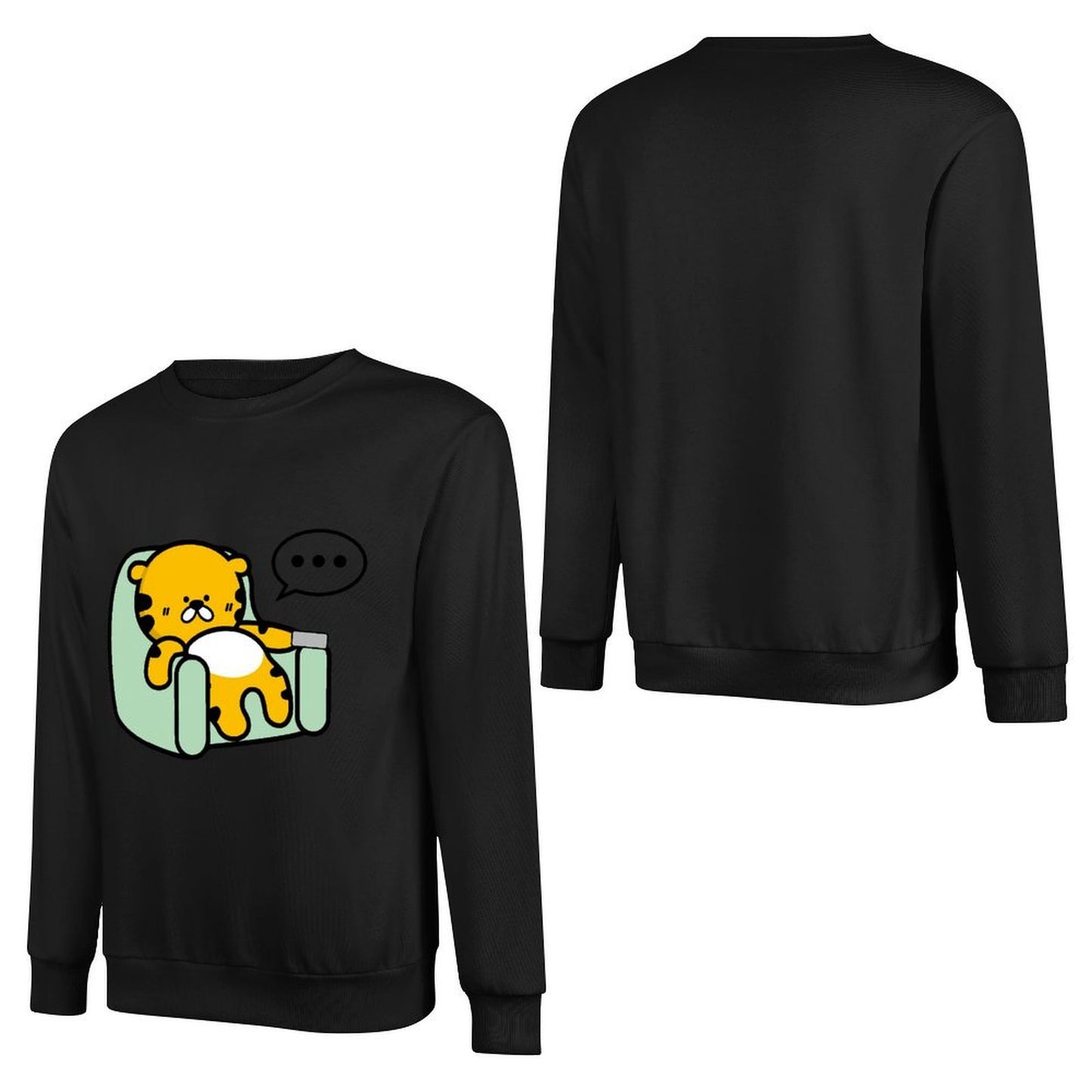 Front Patterned Long Sleeve TopDouble-Stitched Printing