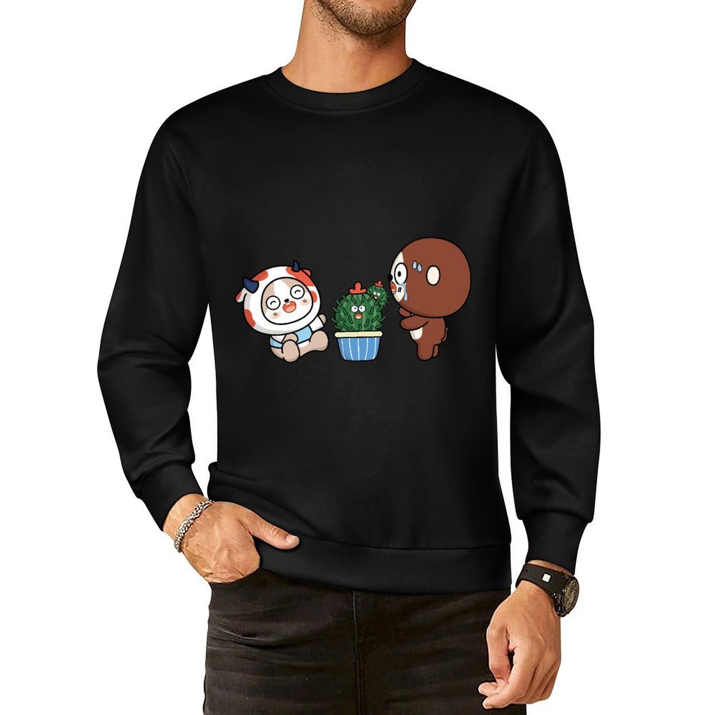 Front Patterned Long Sleeve TopBasic ClassicLine