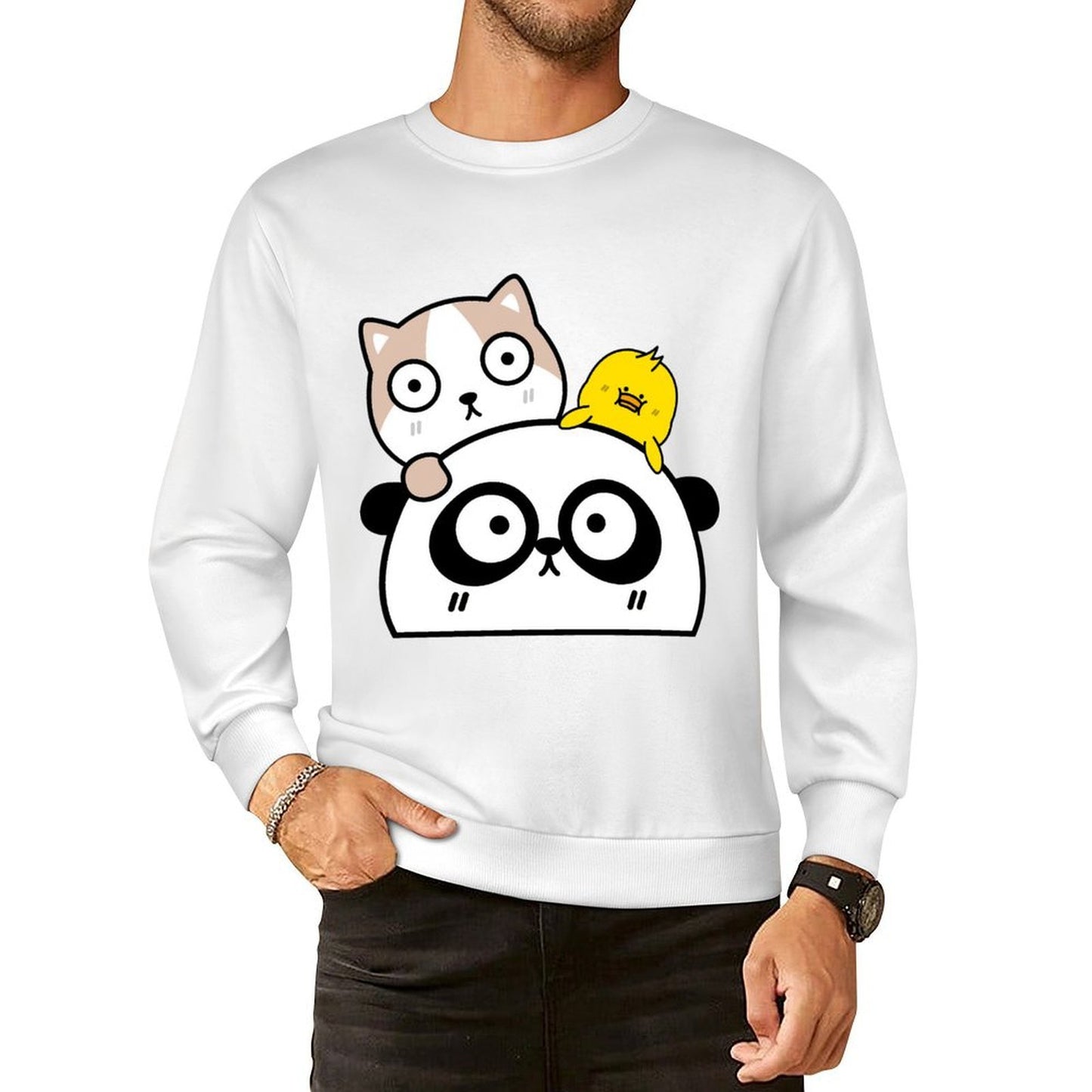 Front Patterned Long Sleeve TopTear-Resistant Retro