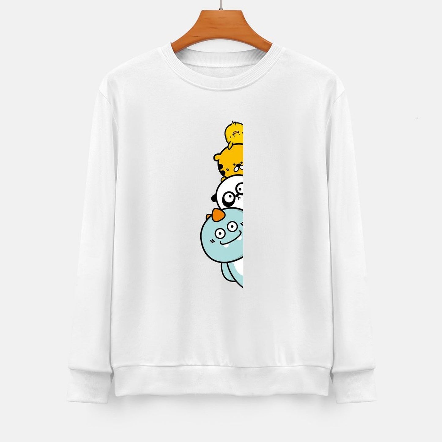 Front Patterned Long Sleeve TopFitted Basic