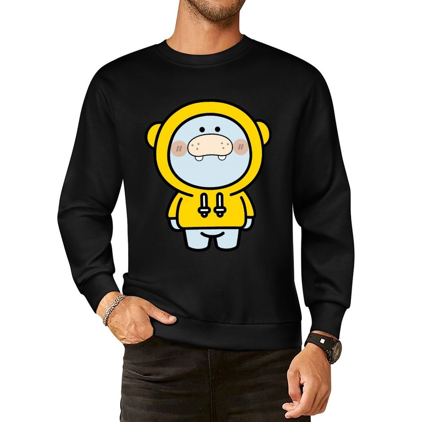 Front Patterned Long Sleeve TopDaily Smooth Feel