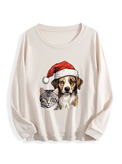 Customizable Christmas-themed long-sleeved Christmas Cat&Dog