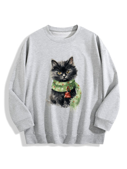 Customizable Christmas-themed long-sleeved Christmas Black CAT