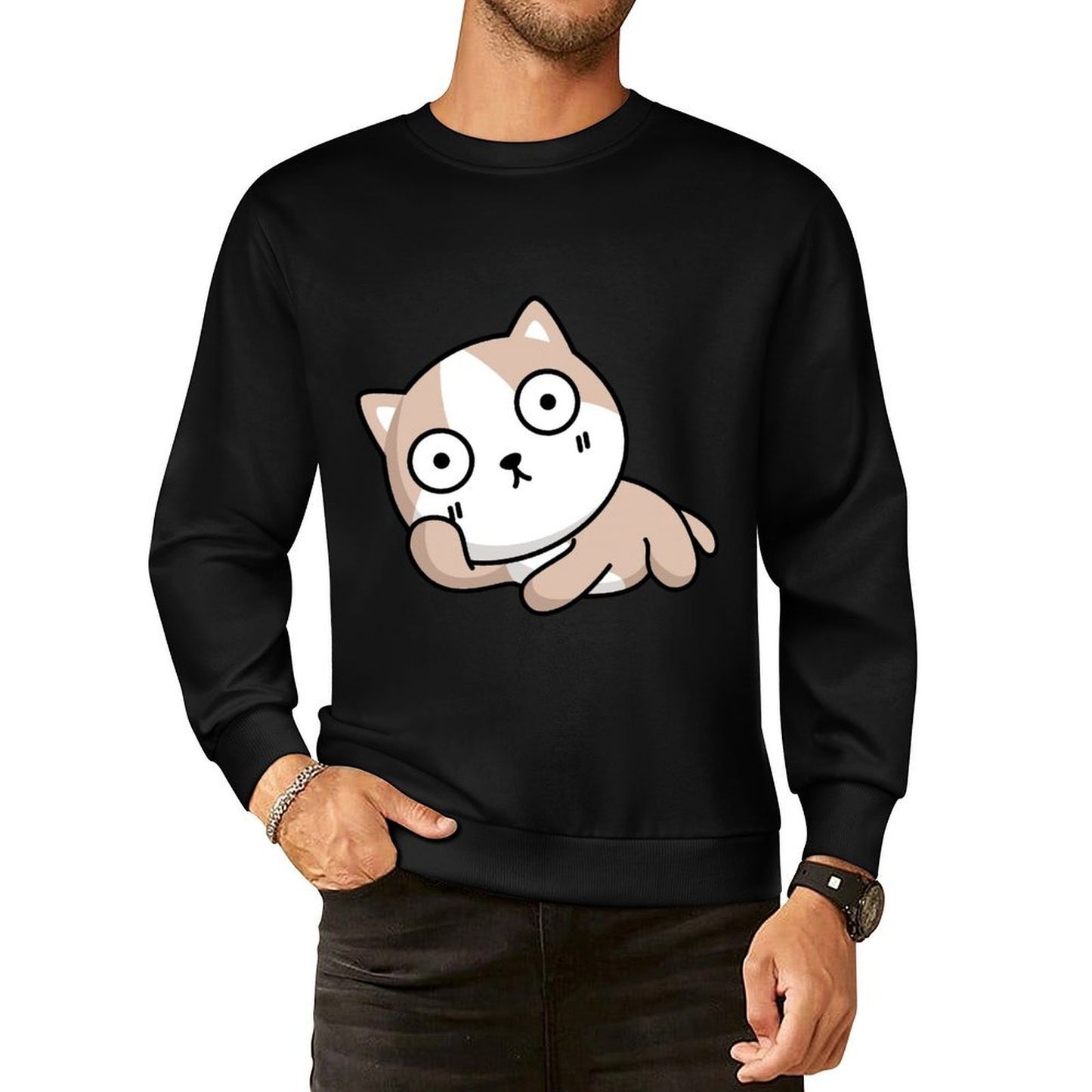 Front Patterned Long Sleeve TopPlain Vintage