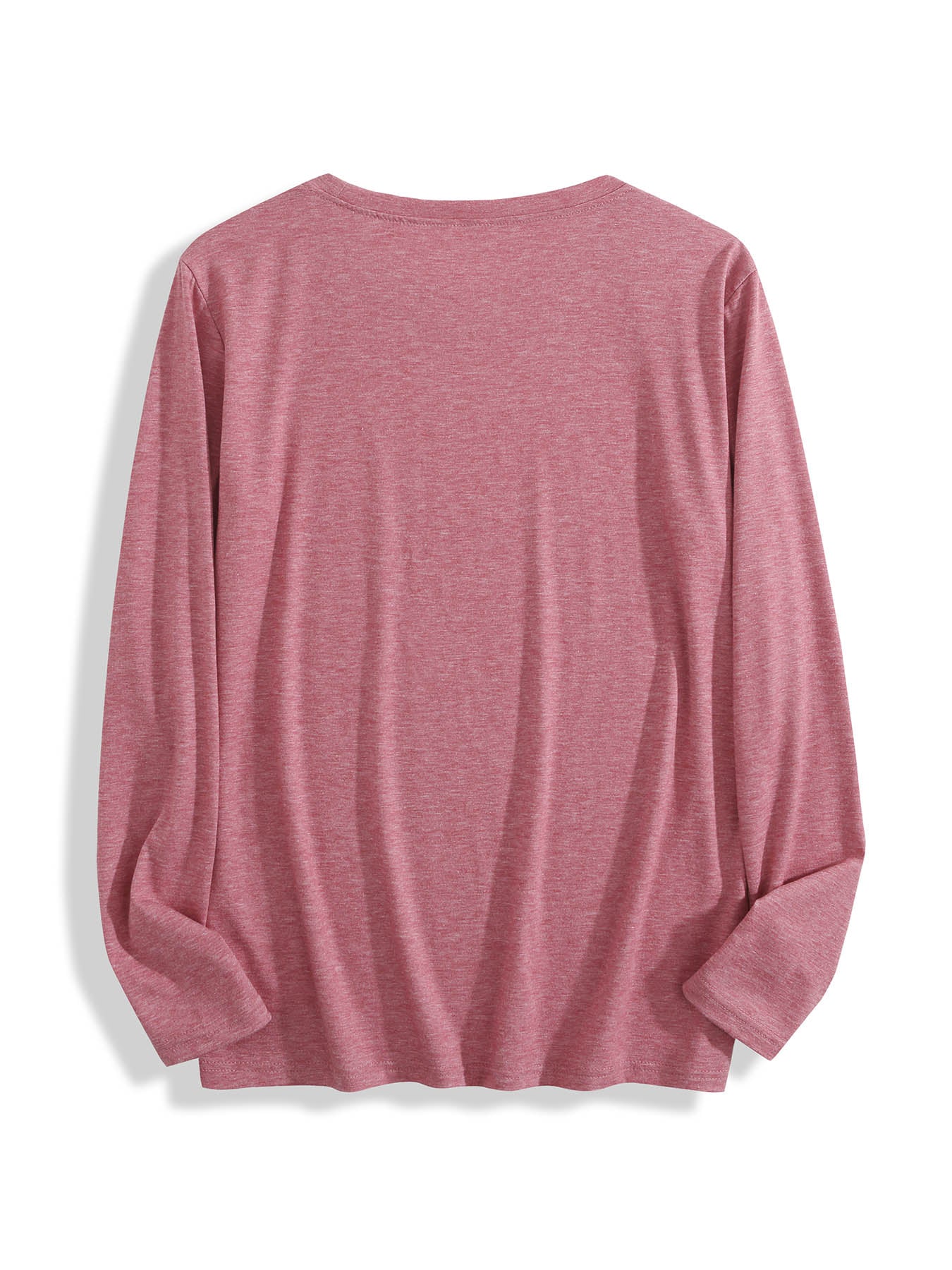 Design your own pink crew neck long-sleeved T-shirt