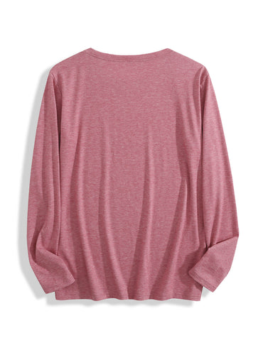 Design your own pink crew neck long-sleeved T-shirt