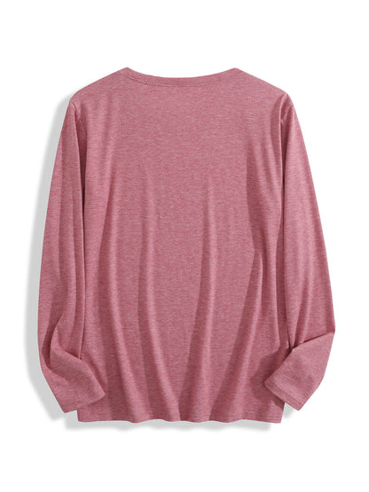 Design your own pink crew neck long-sleeved T-shirt