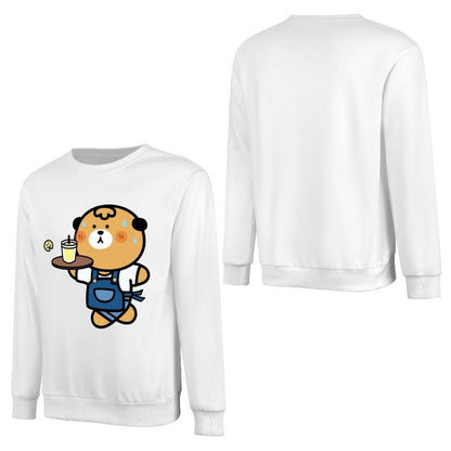 Front Patterned Long Sleeve TopNatural Batch-Printed