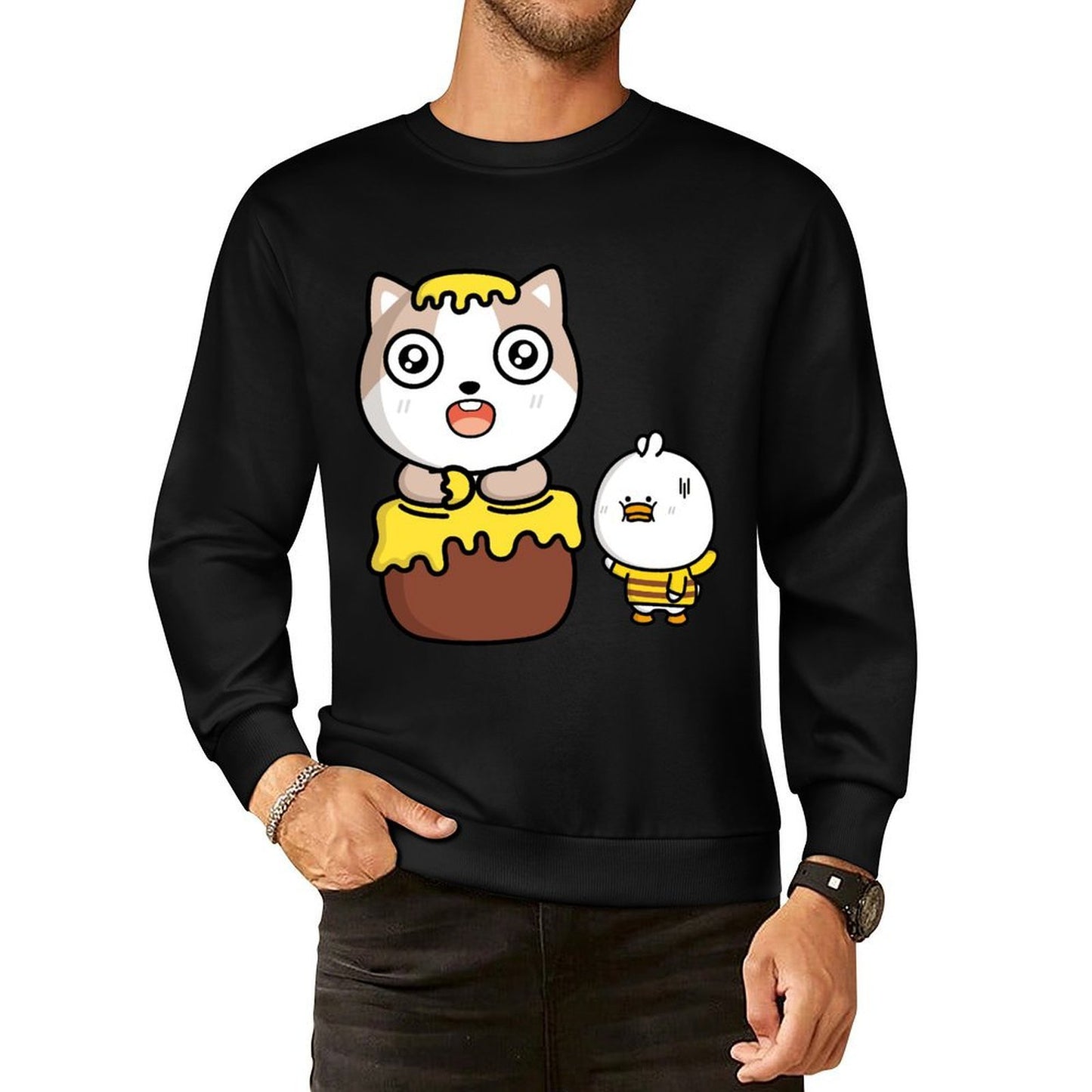 Front Patterned Long Sleeve TopRelaxed Fit Print-Ready