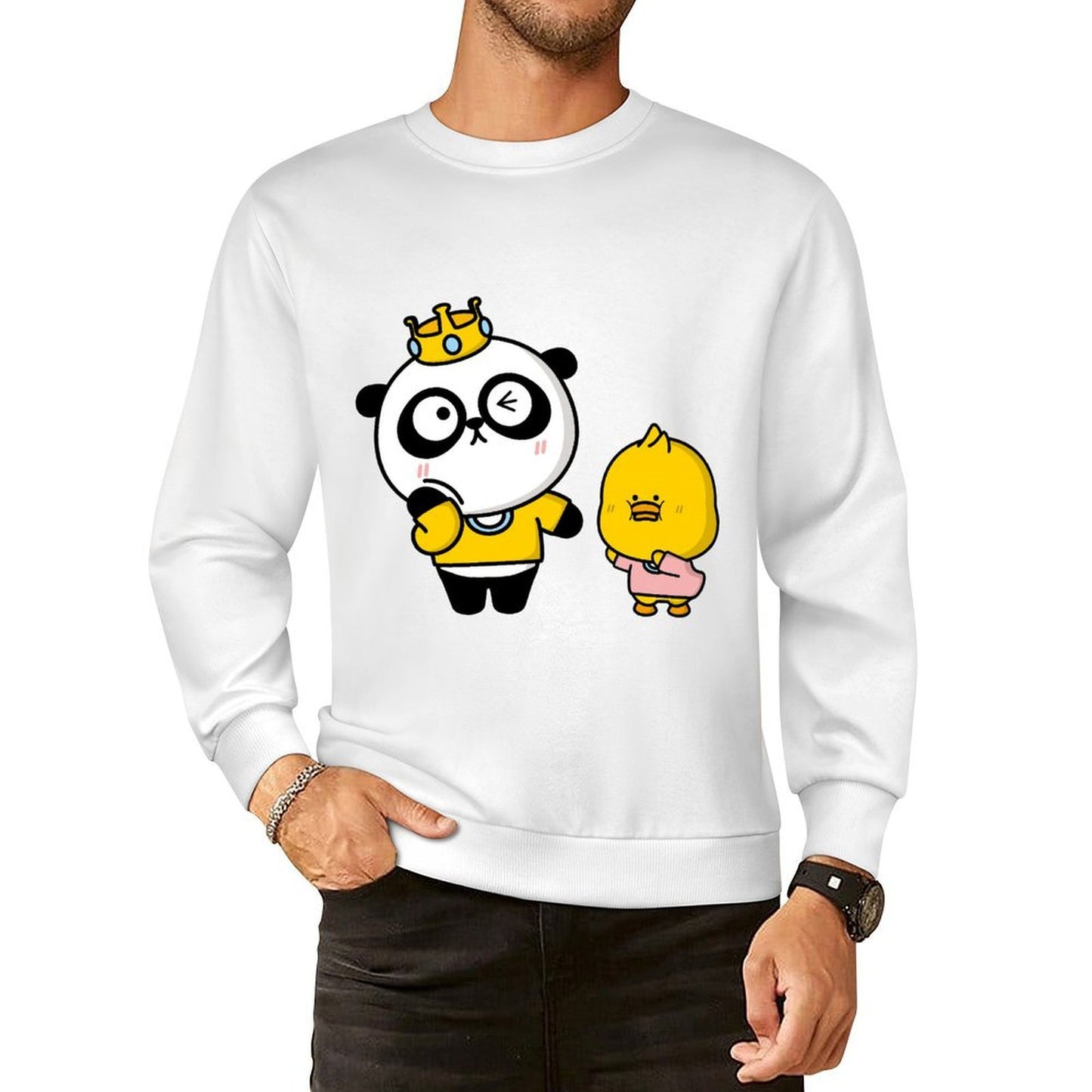 Front Patterned Long Sleeve TopCrewneck Smooth