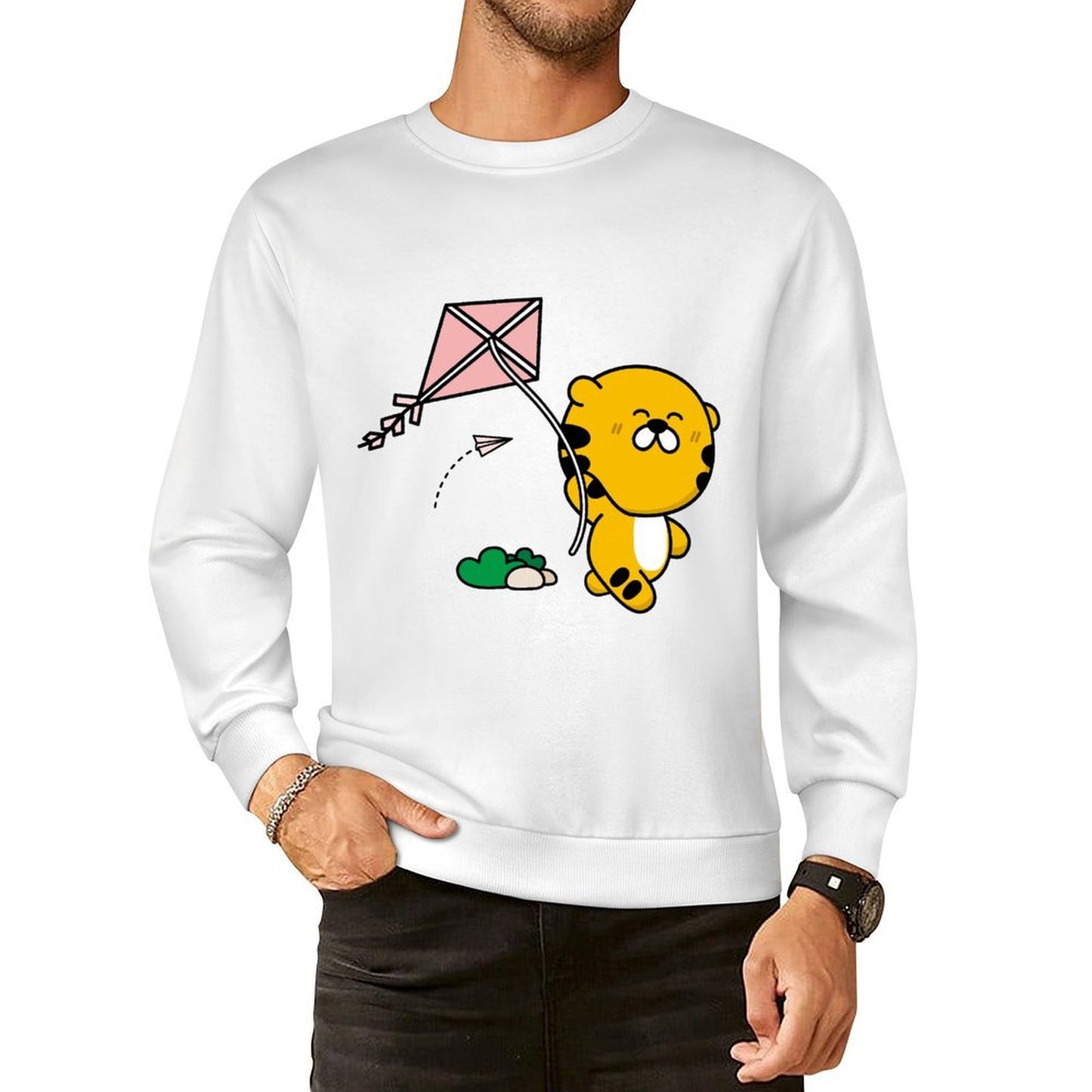 Front Patterned Long Sleeve TopPlain Vibrant Colors