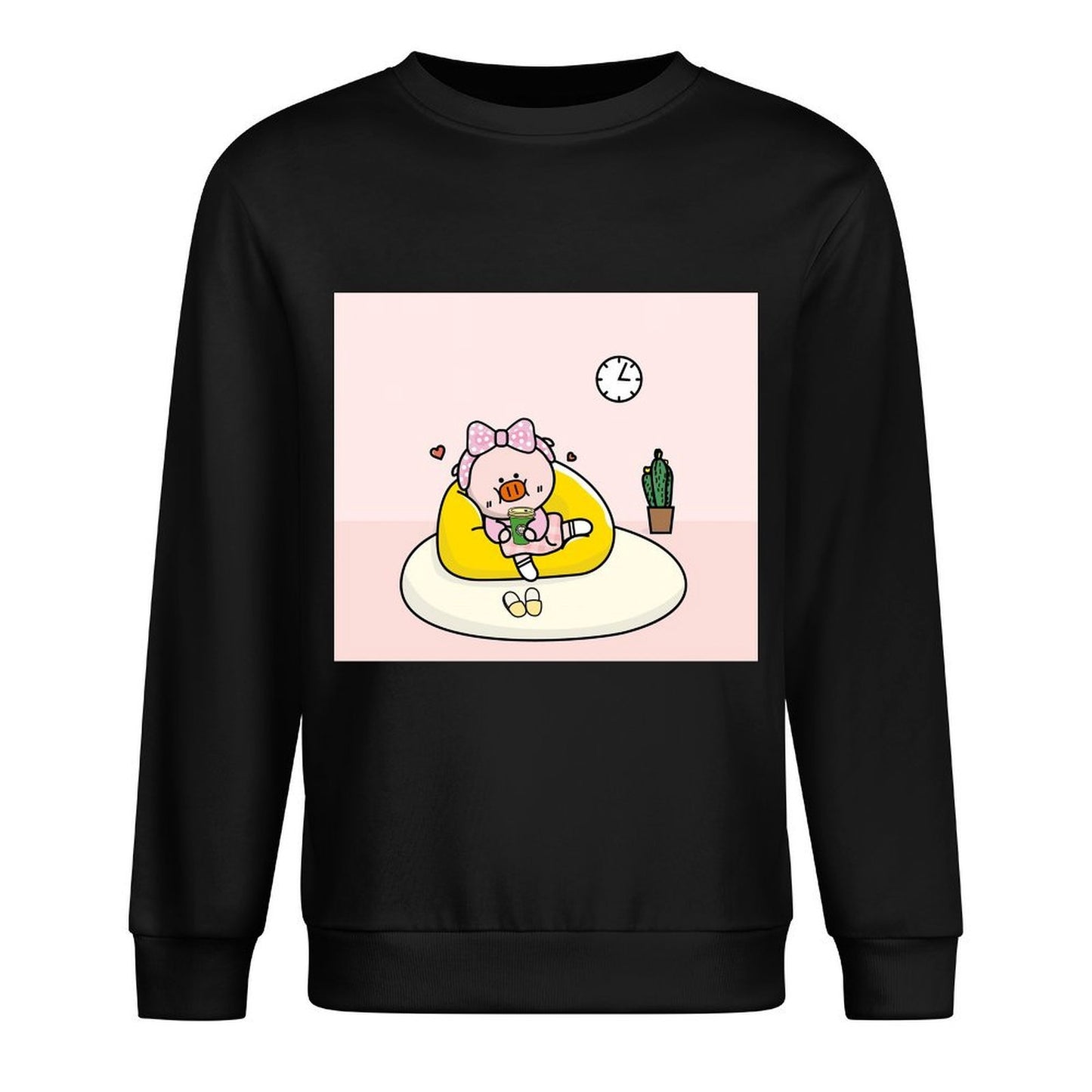 Front Patterned Long Sleeve TopPrinted Crew Neck