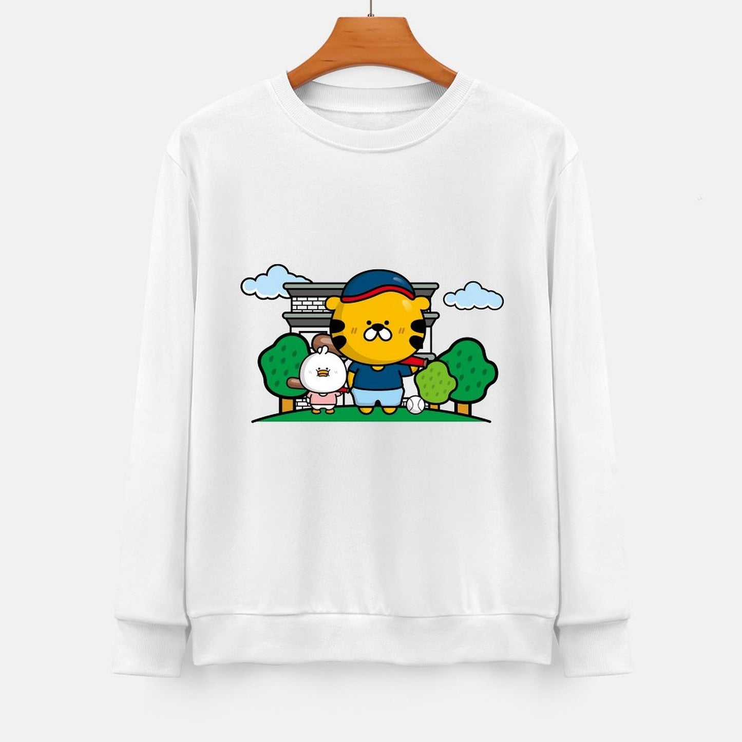 Front Patterned Long Sleeve TopEveryday Shrink-Resistant